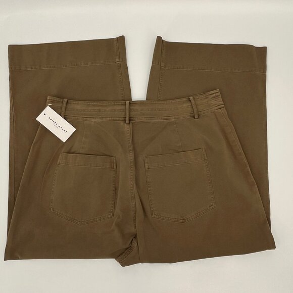 Apiece Apart Merida Pants Size 14 Olive Cotton Relaxed Straight High Waist - Picture 6 of 13